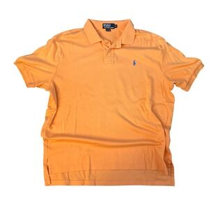 Polo Ralph Lauren Mens XL Orange Short Sleeve Cotton Pique Polo Shirt Blue Pony